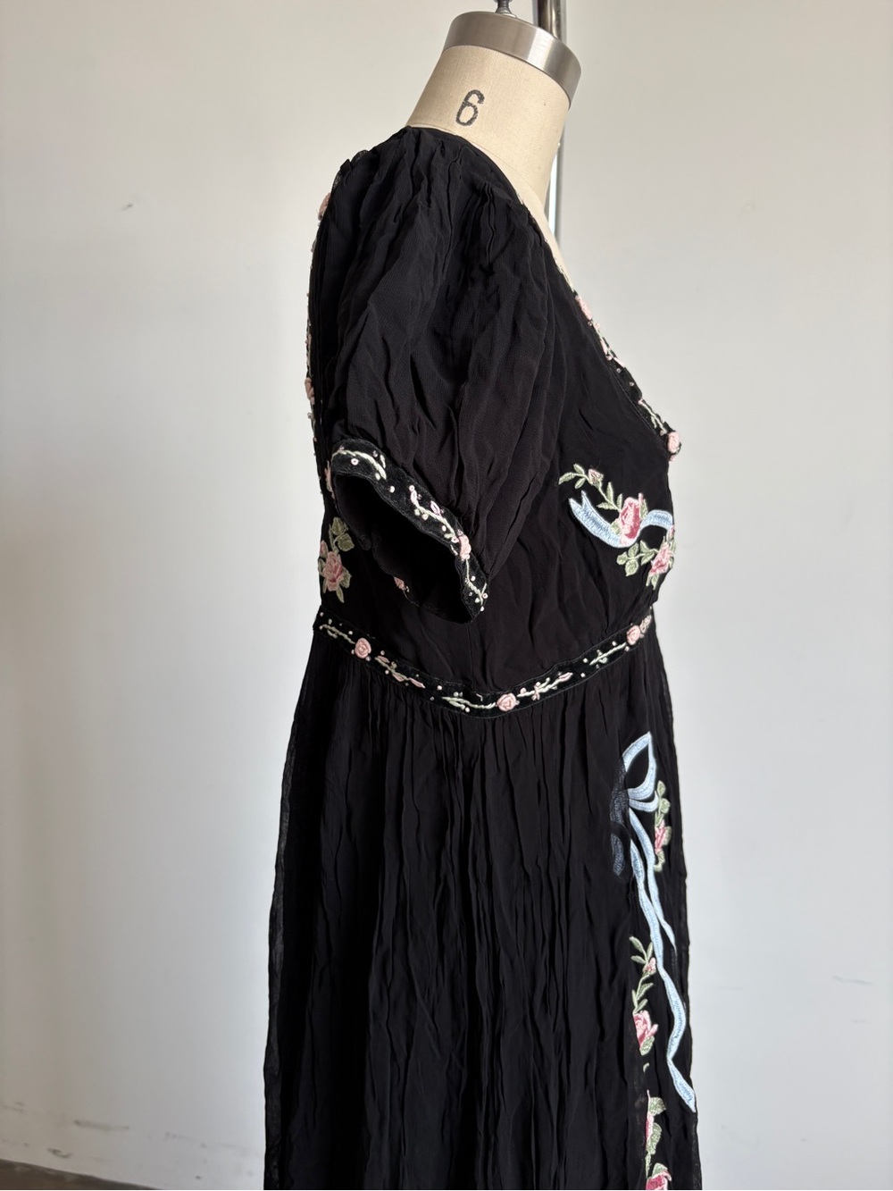 $489 NWT For Love and Lemons “Rosemarie” Maxi Dress in Black Sz Large - Picture 9 of 15